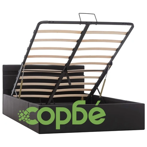 Легло повдигащ механизъм с LED черно изкуствена кожа 120x200 cм  ➤ топ цена ➤ sorbe.bg