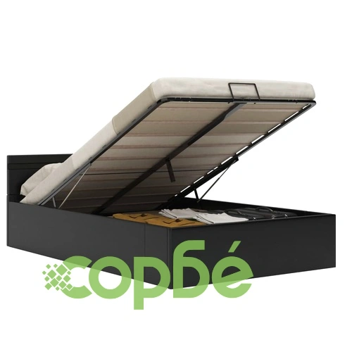 Легло повдигащ механизъм с LED черно изкуствена кожа 140x200 cм  ➤ топ цена ➤ sorbe.bg