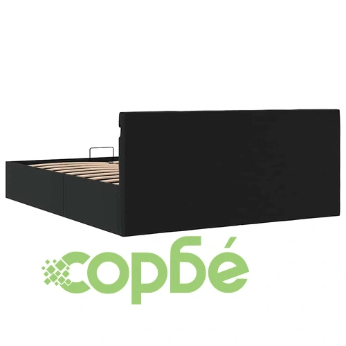 Легло с повдигащ механизъм и LED черно еко кожа 180x200 cм  ➤ топ цена ➤ sorbe.bg