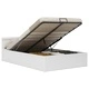Легло повдигащ механизъм с LED бяло изкуствена кожа 120x200 cм 