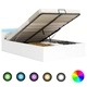 Легло повдигащ механизъм с LED бяло изкуствена кожа 180x200 cм 