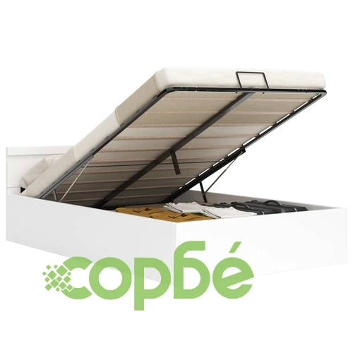 Легло повдигащ механизъм с LED бяло изкуствена кожа 180x200 cм  ➤ топ цена ➤ sorbe.bg