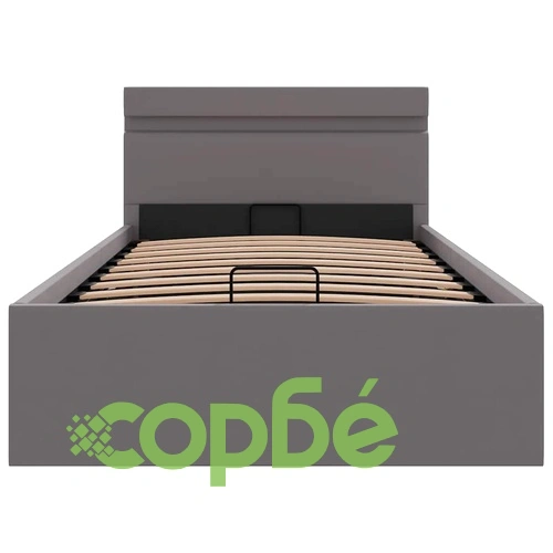 Легло с повдигащ механизъм и LED сиво еко кожа 90x200 cм  ➤ топ цена ➤ sorbe.bg