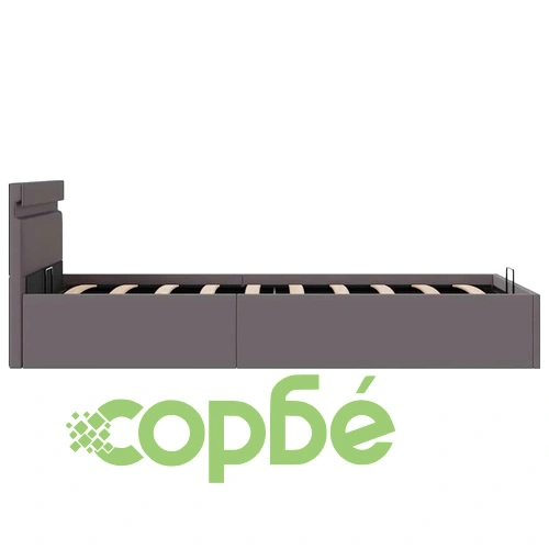 Легло с повдигащ механизъм и LED сиво еко кожа 90x200 cм  ➤ топ цена ➤ sorbe.bg