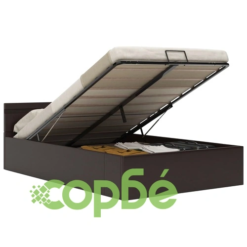 Легло повдигащ механизъм с LED сиво изкуствена кожа 120x200 cм  ➤ топ цена ➤ sorbe.bg