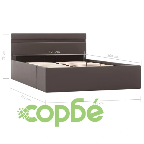 Легло повдигащ механизъм с LED сиво изкуствена кожа 120x200 cм  ➤ топ цена ➤ sorbe.bg