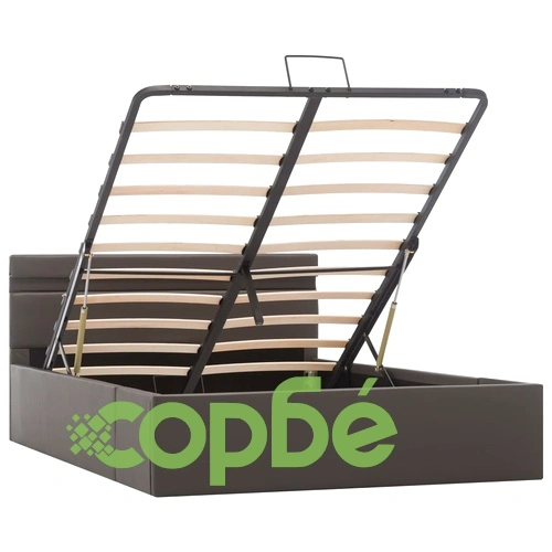 Легло повдигащ механизъм с LED сиво изкуствена кожа 120x200 cм  ➤ топ цена ➤ sorbe.bg