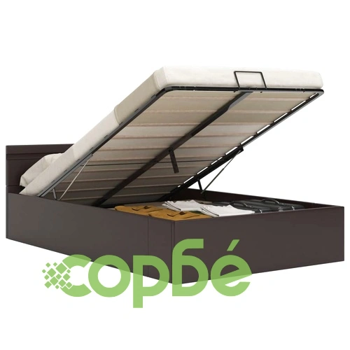 Легло повдигащ механизъм с LED сиво изкуствена кожа 160x200 cм  ➤ топ цена ➤ sorbe.bg