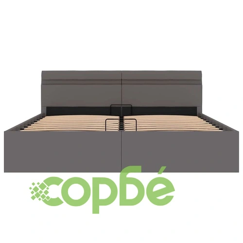 Легло с повдигащ механизъм и LED сиво еко кожа 180x200 cм  ➤ топ цена ➤ sorbe.bg