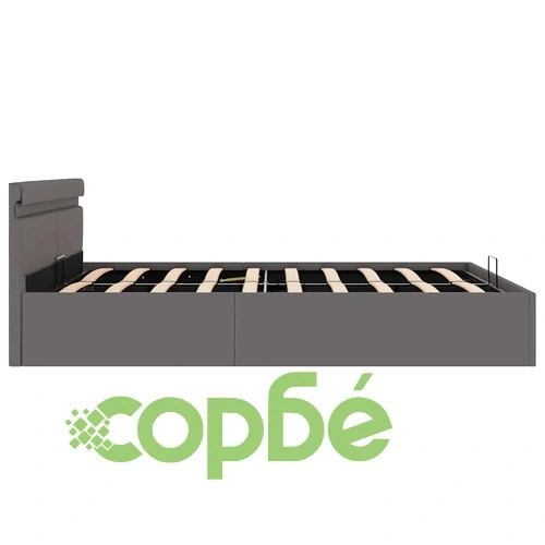 Легло с повдигащ механизъм и LED сиво еко кожа 180x200 cм  ➤ топ цена ➤ sorbe.bg