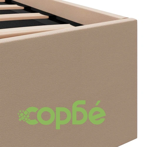 Хидравлично легло с LED капучино изкуствена кожа 120x200 cм  ➤ топ цена ➤ sorbe.bg
