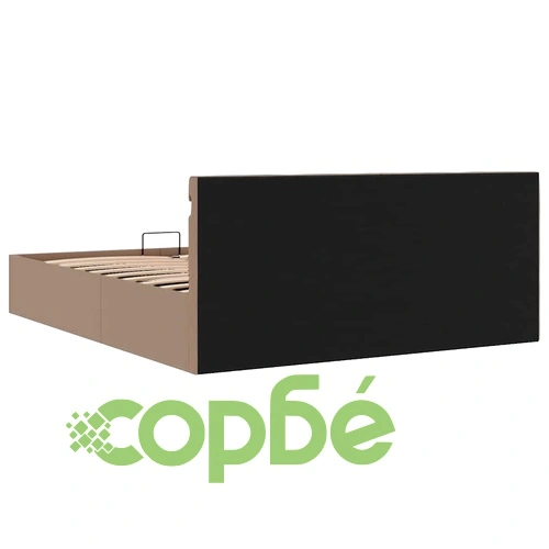 Хидравлично легло с LED капучино изкуствена кожа 180x200 cм  ➤ топ цена ➤ sorbe.bg