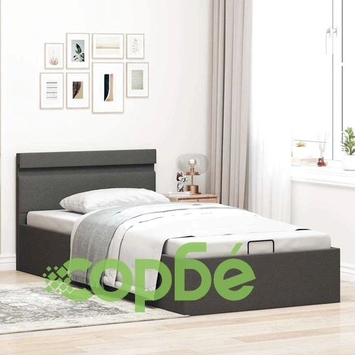 Легло с повдигащ механизъм и LED тъмносиво текстил 100x200 см ➤ топ цена ➤ sorbe.bg