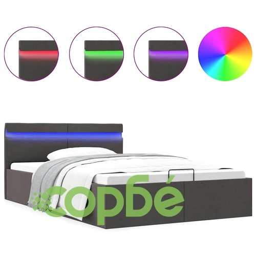 Легло с повдигащ механизъм и LED тъмносиво текстил 140x200 см ➤ топ цена ➤ sorbe.bg