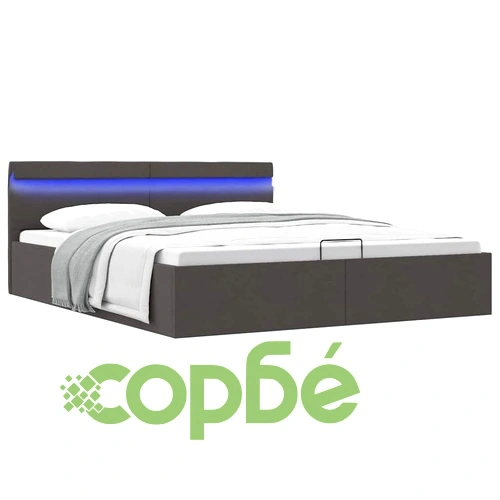 Легло с повдигащ механизъм и LED тъмносиво текстил 160x200 см ➤ топ цена ➤ sorbe.bg