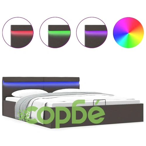 Легло с повдигащ механизъм и LED тъмносиво текстил 160x200 см ➤ топ цена ➤ sorbe.bg