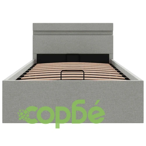 Легло с повдигащ механизъм и LED светлосиво текстил 90x200 см ➤ топ цена ➤ sorbe.bg