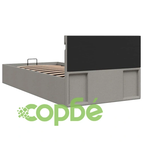 Легло с повдигащ механизъм и LED светлосиво текстил 90x200 см ➤ топ цена ➤ sorbe.bg