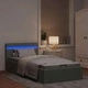 Легло с повдигащ механизъм и LED светлосиво текстил 100x200 см