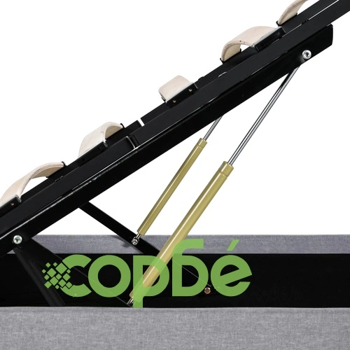 Легло с повдигащ механизъм с LED светлосиво текстил 120x200 см  ➤ топ цена ➤ sorbe.bg