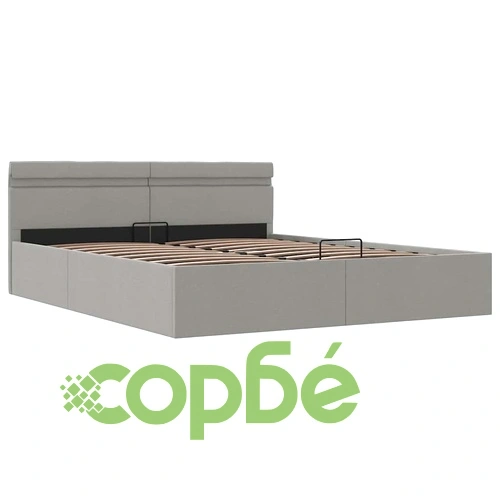 Легло с повдигащ механизъм и LED светлосиво текстил 160x200 см ➤ топ цена ➤ sorbe.bg