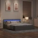 Легло с повдигащ механизъм и LED светлосиво текстил 160x200 см