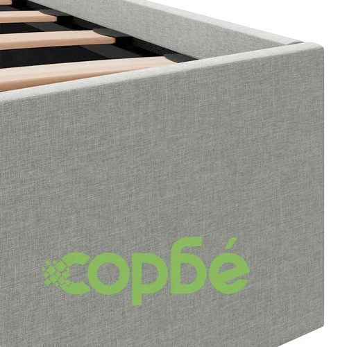 Легло с повдигащ механизъм и LED светлосиво текстил 160x200 см ➤ топ цена ➤ sorbe.bg
