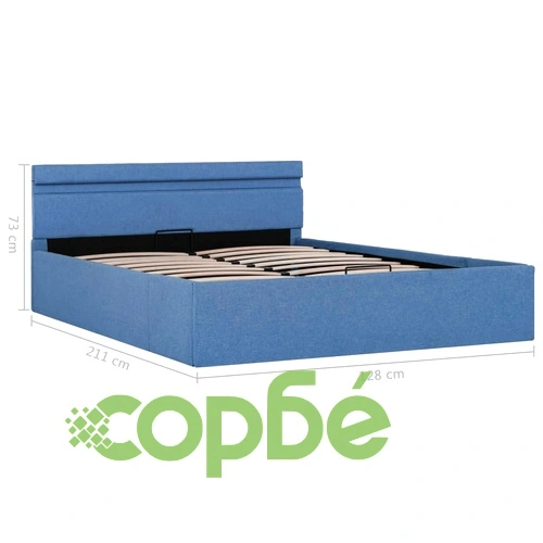Легло с повдигащ механизъм с LED, синьо, текстил, 120x200 см  ➤ топ цена ➤ sorbe.bg