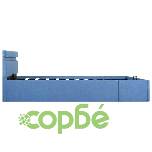 Легло с повдигащ механизъм с LED, синьо, текстил, 120x200 см  ➤ топ цена ➤ sorbe.bg