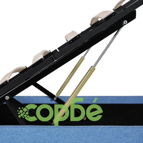 Легло с повдигащ механизъм с LED, синьо, текстил, 120x200 см  ➤ топ цена ➤ sorbe.bg