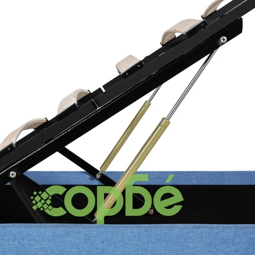 Легло с повдигащ механизъм с LED, синьо, текстил, 160x200 см  ➤ топ цена ➤ sorbe.bg