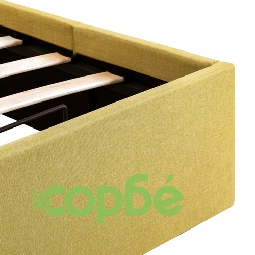 Легло с повдигащ механизъм и LED лайм жълто текстил 90x200 см  ➤ топ цена ➤ sorbe.bg