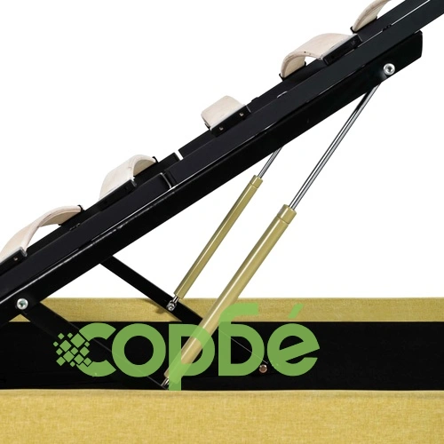 Легло с повдигащ механизъм и LED лайм жълто текстил 100x200 см  ➤ топ цена ➤ sorbe.bg