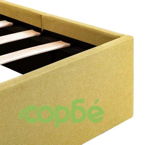 Легло с повдигащ механизъм и LED лайм жълто текстил 180x200 см  ➤ топ цена ➤ sorbe.bg