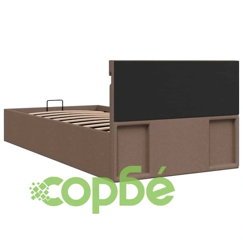 Легло с повдигащ механизъм и LED таупе текстил 100x200 см ➤ топ цена ➤ sorbe.bg