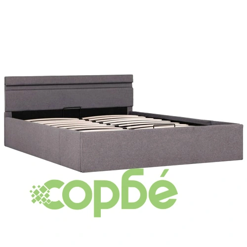 Легло с повдигащ механизъм с LED, таупе, текстил, 120x200 см  ➤ топ цена ➤ sorbe.bg