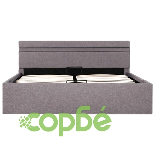Легло с повдигащ механизъм с LED, таупе, текстил, 120x200 см  ➤ топ цена ➤ sorbe.bg