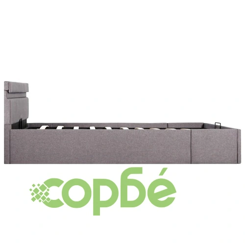 Легло с повдигащ механизъм с LED, таупе, текстил, 120x200 см  ➤ топ цена ➤ sorbe.bg