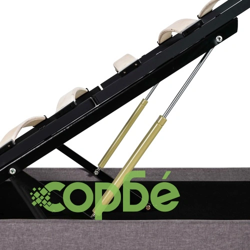 Легло с повдигащ механизъм и LED таупе текстил 140x200 см  ➤ топ цена ➤ sorbe.bg