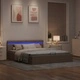 Легло с повдигащ механизъм с LED, таупе, текстил, 160x200 см
