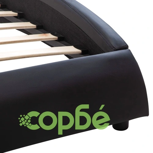 Рамка за легло с LED, черна, изкуствена кожа, 140x200 cм    ➤ топ цена ➤ sorbe.bg