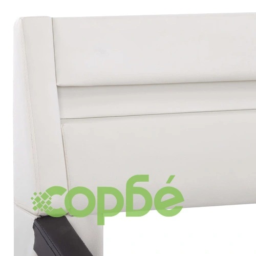 Рамка за легло с LED, бяло и черно, изкуствена кожа, 90x200 cм    ➤ топ цена ➤ sorbe.bg