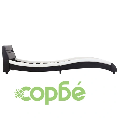 Рамка за легло с LED, черно и бяло, изкуствена кожа, 120x200 cм  ➤ топ цена ➤ sorbe.bg