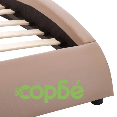 Рамка за легло с LED, капучино, изкуствена кожа, 90x200 cм    ➤ топ цена ➤ sorbe.bg