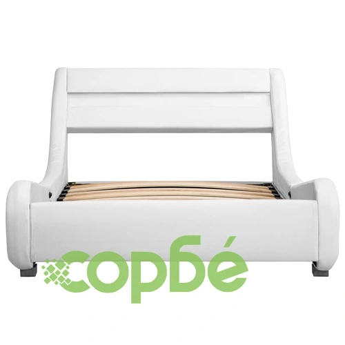 Рамка за легло с LED, бяла, изкуствена кожа, 90x200 cм  ➤ топ цена ➤ sorbe.bg
