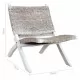 Релаксиращ стол, бял, естествен кубу ратан и махагон масив