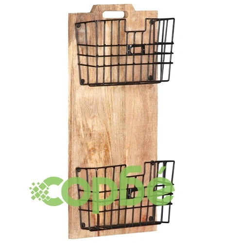 Стенна стойка за списания, 33x10x67 см, грубо мангово дърво масив ➤ топ цена ➤ sorbe.bg