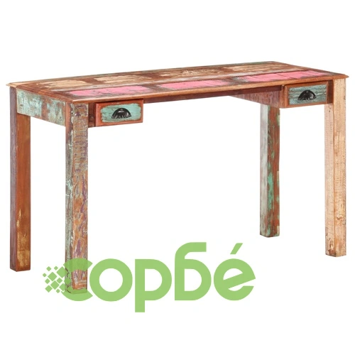 Бюро, 130x55x76 см, регенерирано дърво масив ➤ топ цена ➤ sorbe.bg