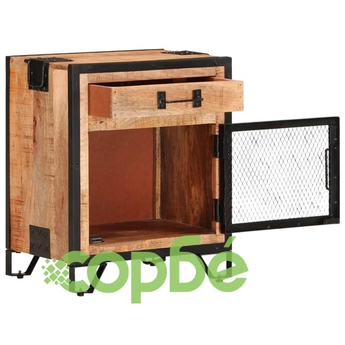 Нощно шкафче, 43x30x51 см, грубо мангово дърво масив ➤ топ цена ➤ sorbe.bg