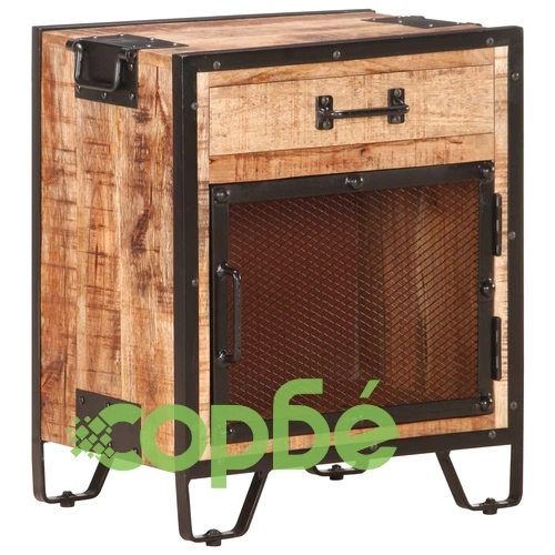 Нощно шкафче, 43x30x51 см, грубо мангово дърво масив ➤ топ цена ➤ sorbe.bg